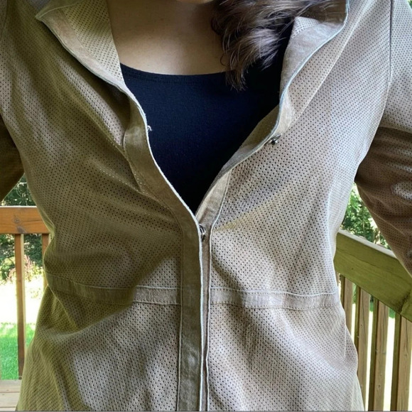 Ecru suede perforated fitted snap bluish gray soft pliable western street wear s - Picture 14 of 16